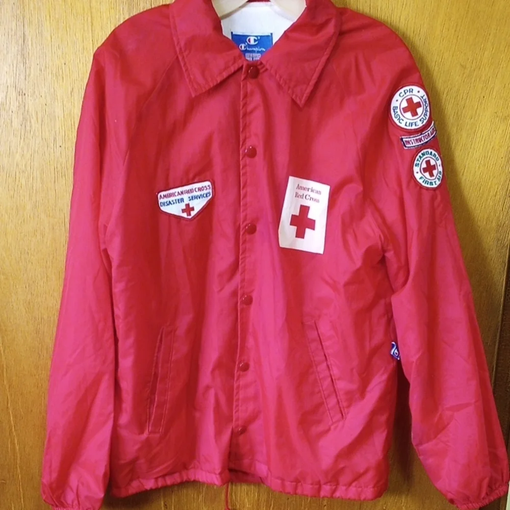 Champion Red Lightweight Lined Jacket, American Red Cross, CPR, First Aid